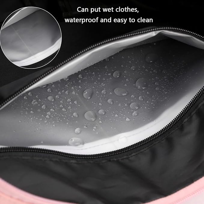 Forestfish Yoga Gym Bag For Women With Shoes Compartment & Wet Dry Storage Pockets Lightweight Duffel Bag, Pink