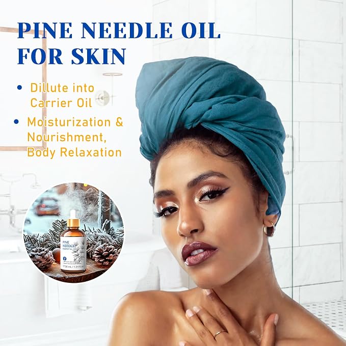 HIQILI Pine Needle Essential Oil, Strong Fresh Woody Fragrance for Better Breath Used with Aromatherapy Diffuser, Soap Candle Making Scent, DIY Perfume, Beard Shave and Cleaning Spray - 30ml | Creating a Fresh, Woody Scent for DIY Soap, Candle Making, ...