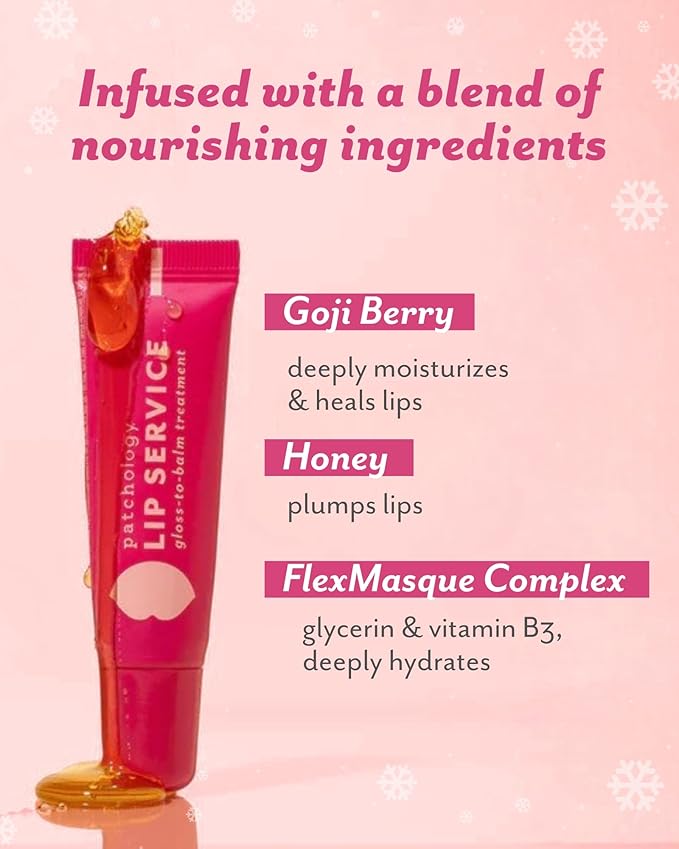 Patchology Lip Gloss for Women - Hydrating Gloss with Aloe, Honey & Goji Berry Oil, Moisturizing Treatment for Cracked Lips, Christmas Gifts for Women & Stocking Stuffers for Teen Girls (Clear, 15ml)
