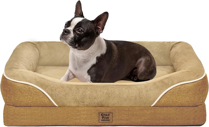 Orthopedic Waterproof Dog Bed for Medium and Large Dogs | Egg Crate Foam, 4-Sided Bolster Support, Waterproof Liner, Non-Slip Bottom, Removable Bolster Cover, 36 x 27 Inch