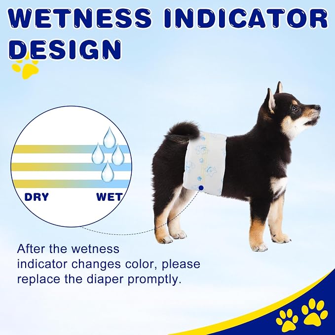 50 Count Disposable Dog Diapers Male with Wetness Indicator(Medium) | Dog Belly Band Belly Bands for Male Dogs Male Dog Wraps,Super Absorbent Leak-Proof Fit for Incontinence Marking
