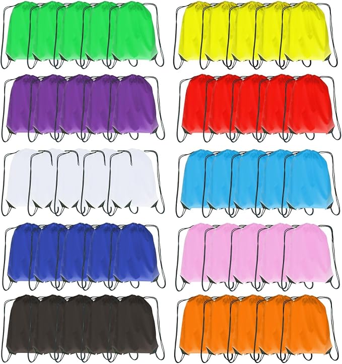 Drawstring Backpack Bulk 50 Packs Draw String Backpack Bags DIY Gym Sports Traveling Yoga Trip Pedestrianism Cinch Bag Sackpack Drawstring (multi color)