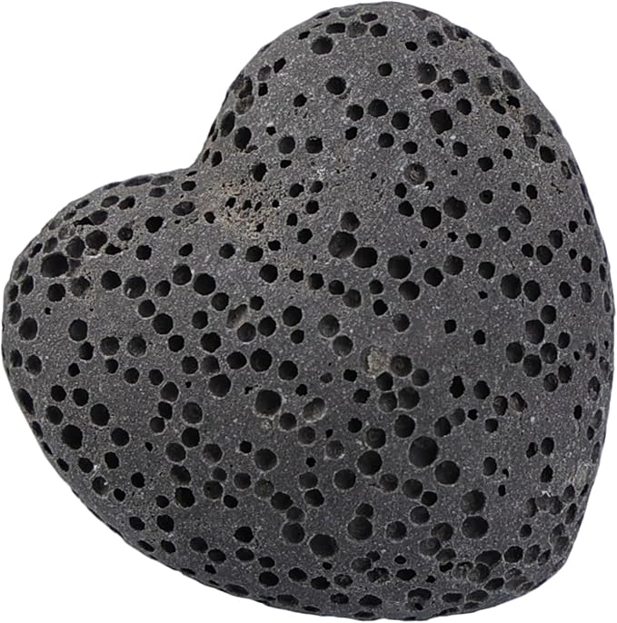 TUMBEELLUWA 10 PCS Black Heart Shaped Lava Rocks for Essential Oils | 1 Inches Porous Oil Diffuser Stone, Aroma Diffuser for Home Office, Carved Heart Stone for Romantic Wedding Favor & Decor