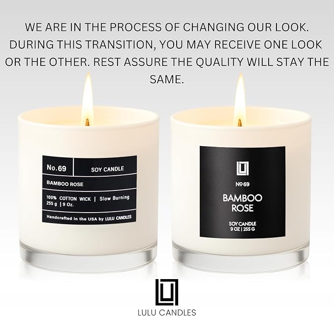 Lulu Candles | Bamboo Rose | Highly Scented Candles for Home - Soy Blend Jar Candle with 100% Cotton Wick - Slow Burning (9 Oz.)