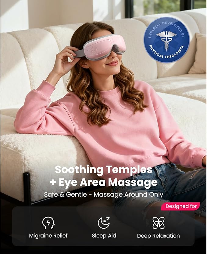 BOB AND BRAD Eye Massager FSA Eligible/HSA Eligible, EyeOasis 2 Temple Massager with Heat, Smart Eye Mask for Migraine with BT Music, Reduce Dry Eyes Improve Sleep, Christmas Gifts for Women Mom Wife