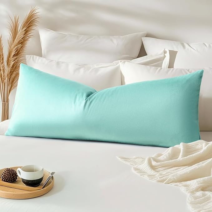 Artscope Luxury Velvet Lumbar Pillow Cover Super Soft Decorative Rectangle Pillowcases Soft Solid Cushion Cases for Couch Sofa Bedroom Car Decor 14x36 Inch Aqua Green