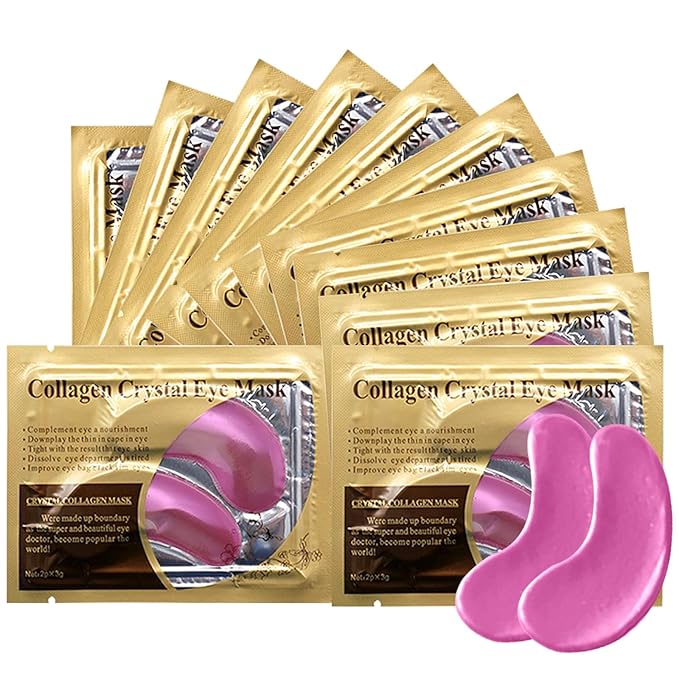 Pink Collagen Eye Mask, 30 Pairs Crystal Under Eye Patches For Puffy Eyes and Dark Circles – Look Less Tired and Reduce Wrinkles and Fine Lines (Pink)