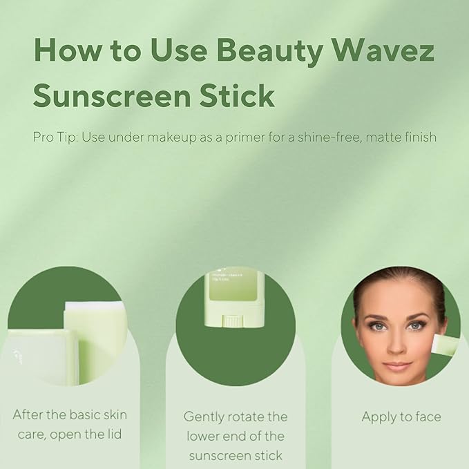 Beauty Wavez Face Sunscreen Stick for Sensitive Skin – Broad Spectrum SPF 50+ with Ceramide & Vitamin E – UVA/UVB Protection, Travel Size