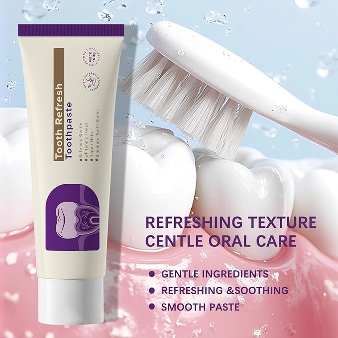 Tooth Refresh Toothpaste, Fresh Breath Whitening Toothpaste, Natural Oral Care & Enamel Repair, Helps Remove Coffee, Tea & Wine Stains, 3.52 oz (1)