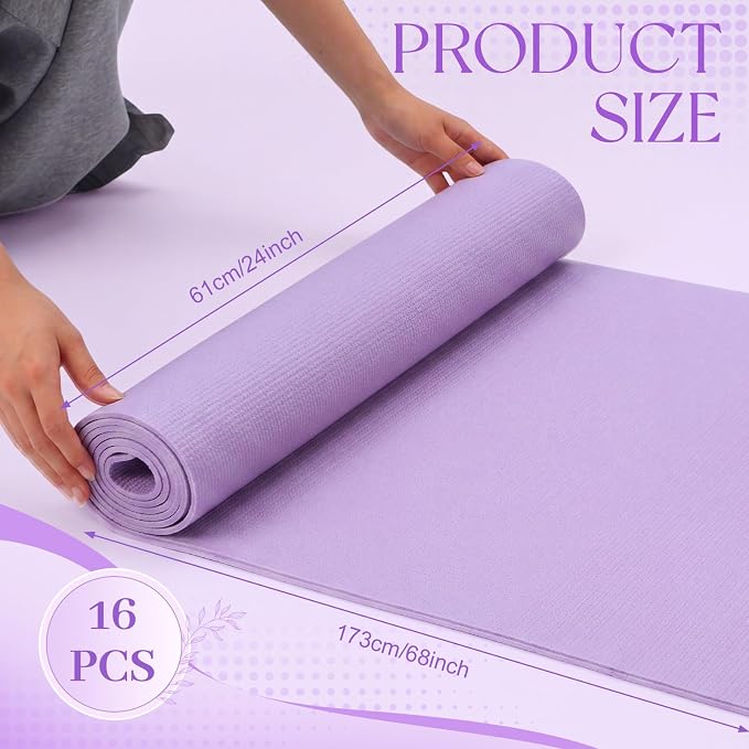 3 mm Thin Yoga Mats Bulk, Lightweight PVC Exercise Mats Non Slip Workout Fitness Pads for Yoga Pilates Stretching Classes Gym Home Studio, Easy to Clean