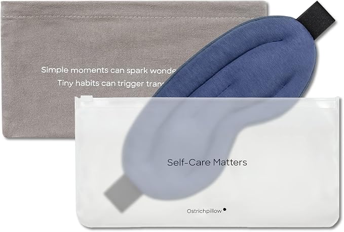 Ostrichpillow Hot & Cold Eye Mask - Clay Beads Hot Cold and Compression Therapy for Dark Circles, Eye Bags, Dry Eyes, Headaches, Migraines - Hook and Loop Closure 2 Protective Bags Included