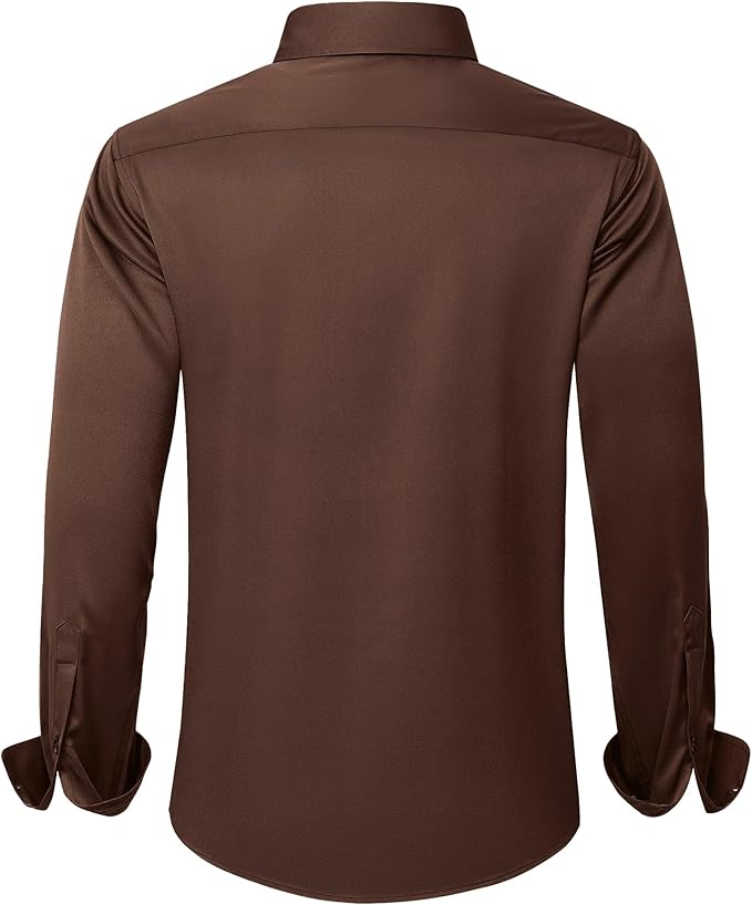 J.VER Men's Dress Shirts Solid Long Sleeve Stretch Wrinkle-Free Formal Shirt Business Casual Button Down Shirts
