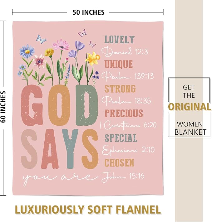 Baptism Gifts for Girl, Christian Floral Blanket for Women | Religious Birthday Gift for Women, Blanket for Mom Daughter Sister Friend, Confirmation Spiritual Gift for Her