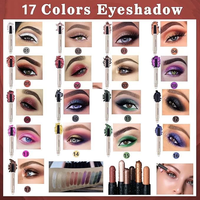 Black Eyeshadow Stick, Cream Smooth Shimmer Single Eyeshadow Pencil, Hypoallergenic Waterproof Long Lasting Eye Shadow Highlighter Stick, Blue Eye Primer Liquid eyeshadow Eye Liner(Black Shimmer #12)