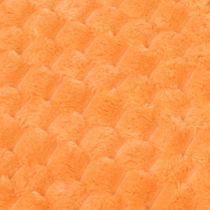 Vessia Flannel Fleece Throw Blanket, 3D Jacquard Light Orange Fuzzy and Warm Blanket for Couch,Sofa,Bed,Chair, 300GSM Soft Touch Cozy Throw for All-Season Home Decor(50x40inch)