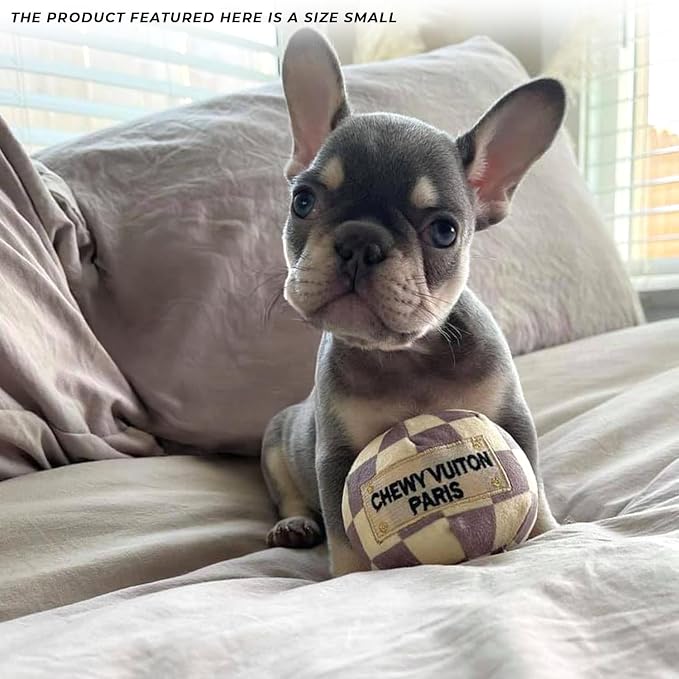 Haute Diggity Dog Chewy Vuiton Ball Plush Dog Toy, Designer Parody Toy
