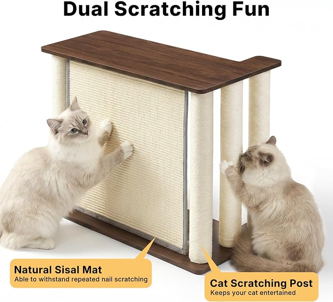 Veehoo Cat Scratcher Side Table for Couch, Sofa Protector End Table | Couch corner protector, sisal scratching posts, sisal scratch pad, heavy-duty base, easy to assemble