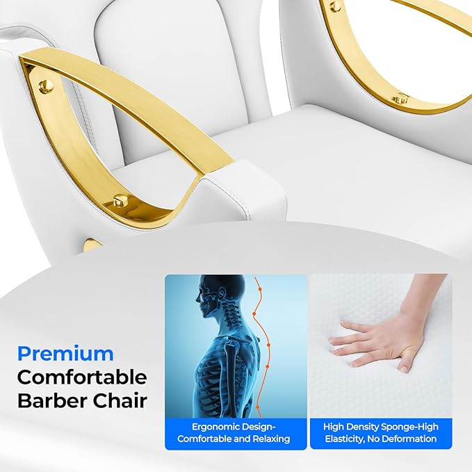 Barber Chair Reclining Styling Salon Chair for Hair Stylist Height Adjustable 360 Swivel Hair Chair for Home Barbershop