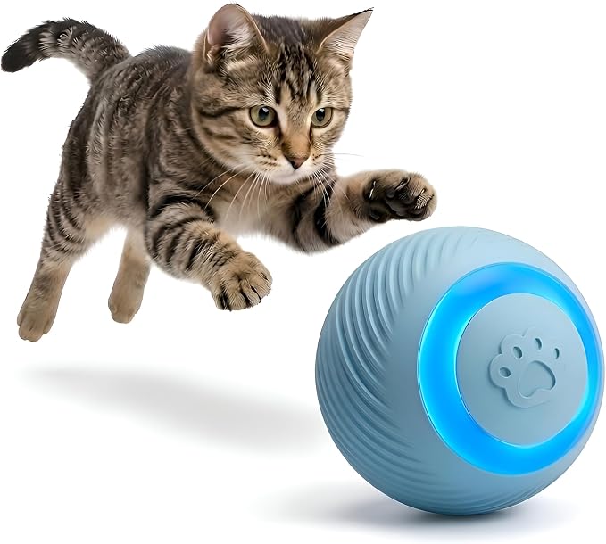Interactive Cat Toy Ball - Automatic Interactive Cat Toys for Indoor Cats, Rechargeable Cat Enrichment Toys for Small/Medium/Large Cats to Keep Them Busy