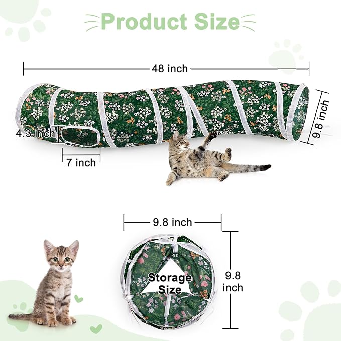 Glittme S-Shape Cat Tunnel, Foldable Cat Tunnels for Indoor Cats