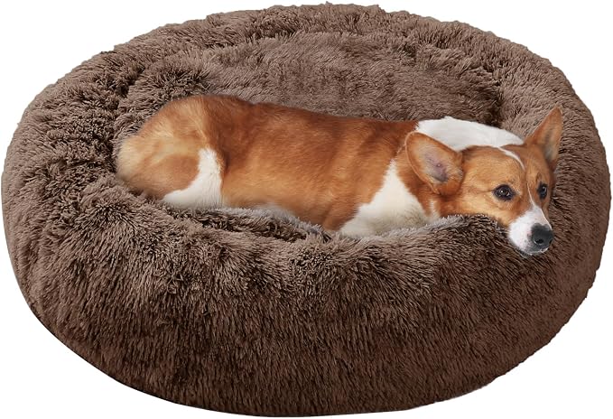JOLLYVOGUE Dog Bed, Calming Anti-Anxiety Large Dog Bed, Fluffy Donut Cushion for Medium and Large Pets (27"/30"/36")