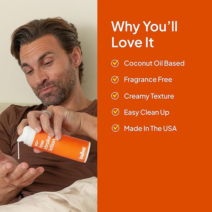 Hello Cake So-Low Stroker Lotion - Below the Belt Solo Cream for Men, Natural Moisturizing Ingredients Coconut Oil, Avocado Oil, Aloe Vera, 8 fl oz