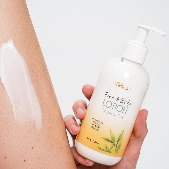 Deluvia Moisturizing Body Lotion & Face Lotion, Organic Aloe Vera, Shea Butter, Organic Jojoba Oil, Vitamin E & B5. Daily Skin Moisturizing Lotion For Dry Skin, Great For All Skin Types. - 2 Pack