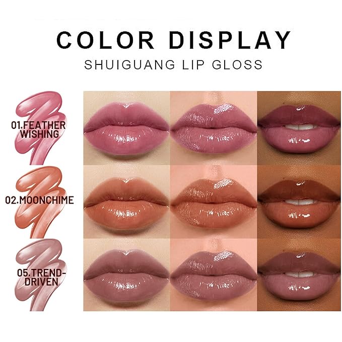 3 Colors Moisturizing Glossy Lip Gloss Lipstick Tint，Korean Long Lasting & Waterproof Lip Stain| Glossy Lip Gloss with Lovely Soft Butter Gloss | Buildable, Blendable, Moisturizing, Non-Sticky
