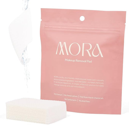 MORA Skincare Water-Activated Dry Cleansing Pads - Alcohol-Free Botanical Makeup Remover - Hand, Body, Face Pads for Women and Men - Portable - Safe for Sensitive Skin - 30 Count