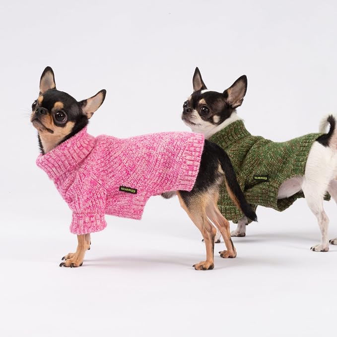 Fitwarm Knitted Turtleneck Dog Sweater, Cozy Dog Winter Clothes for Small Dogs Girl, Holiday Pet Outfit, Heather Pink, XXL