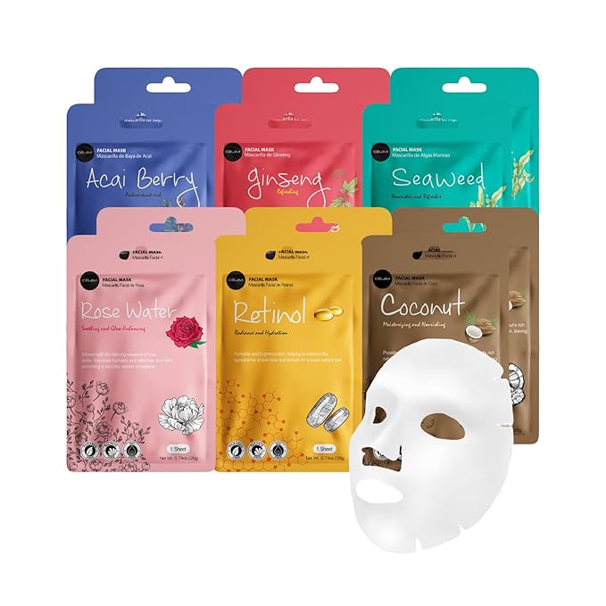 Celavi Essence Facial Face Mask K-Beauty Skincare Korea Skin Care Moisturizing (2 of each) D Set