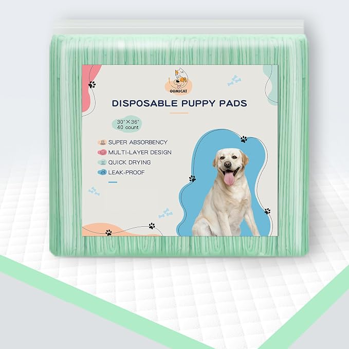 Dog Pee Pads Extra Large 30" × 36" - 40 Count, XXL Urine Underpads｜Unscented Green Pet Pee Pads, Super Absorbent & Leak-Proof Potty Pads for Doggies