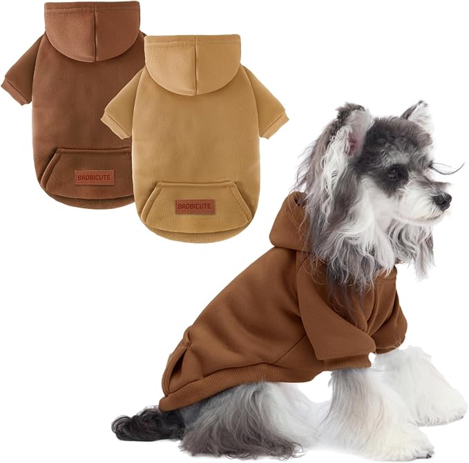 2 Pack Dog Hoodie Warm Hood Dog Sweater Cold Weather Small Dogs Sweatshirt Comfort Pet Clothes for Small Medium Dogs with Pockets Cats Chihuahua Clothes for Male Female Girl Boy Sporty Daily Wear
