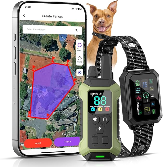 My Pet Command 2-1 Smart Wireless GPS Dog Fence with APP Setup 1 Collar Kit | No Subscriptions, 6-Sided or Circular Fences, Tone, Vibration, Static correction, Waterproof, Rechargeable, Remote Training