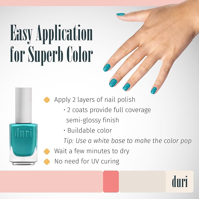 duri 789 Blue Daydream - Neon Blue Nail Polish, Semi Matte, Quick Drying, Lasting, 0.45 Fl Oz