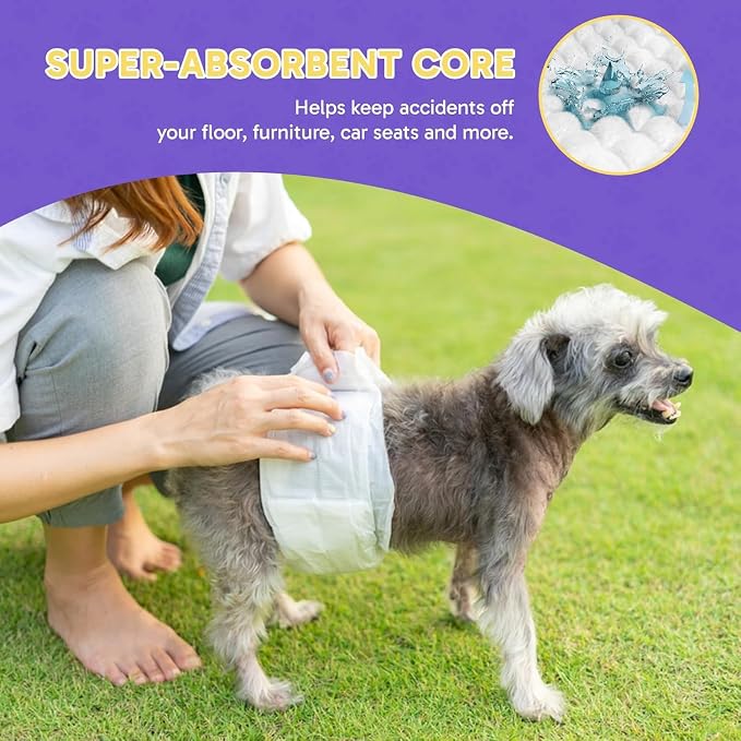 Dog Diapers Male X-Small 600 Count Disposable Male Dog Wraps – Super Absorbent Belly Bands with Wetness Indicator, Fur-Friendly Adjustable Fit for Incontinence & Training (Waist 8–10.5 in)