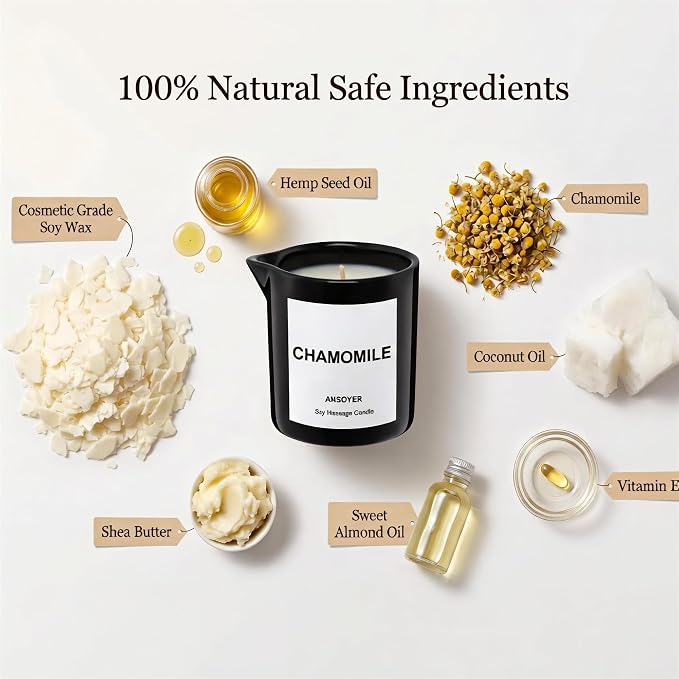 Massage Oil Candle, Ultra Hydrating Body Care with Soybean Oil, Body Oil Candle, 8.1oz, Amazing Gift (Chamomile)