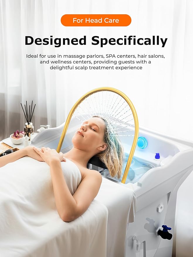 Head spa Equipment, Portable Salon Head spa, with Large Capacity Water Tank and Adjustable headrest, Suitable for Barber Store,Home,Hair Salon