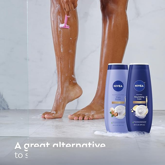 NIVEA Nourishing Body Wash Set with Botanical Blossom, Nourishing Care and Shea Butter Body Washes, Skin Care Set for Women with Provitamin B5 and Vitamin E, 20 Fl Oz Bottle, Pack of 3