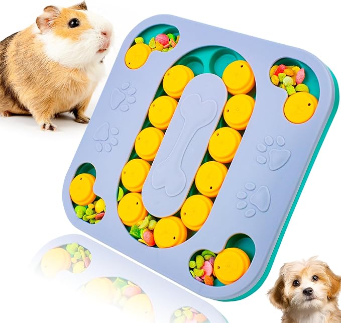 Guinea Pig Foraging Treat Puzzle Box, Large Rabbit Hide Treats Snuffle Box Bunny Toys, 4 in 1 Interactive Treat Dispenser for Rabbits, Bunny, Guinea Pig, Dog Mental Stimulation