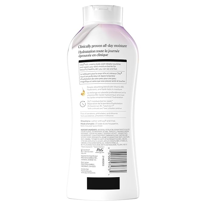 Olay Body Wash for Women, Age Defy with Vitamin E, 24/7 Moisture Barrier Repair, Hydrating & Cleansing for Visibly Soft Skin, Vitamin B3 & Hyaluronic Blend, All Skin Types, 22 fl oz (Pack of 2)