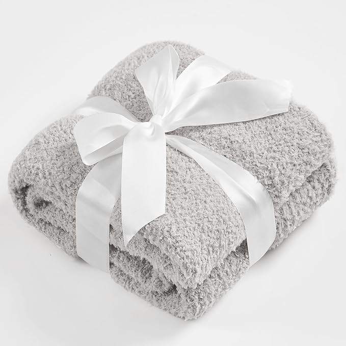 Kids Throw for Boys and Girls 30 x 40 inches, Soft Cozy Cute Swaddle Fleece Throw, Light Grey