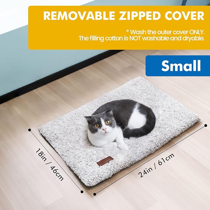 Mora Pets Self Warming Cat Bed Self Heating Cat Dog Mat Pet Pad Extra Warm | Self Heated Cat Bed for Indoor Outdoor Pets, Removable Washable Cover, Non Slip Bottom, Crinkle-Free, No Plug, Grey 24" x 18"