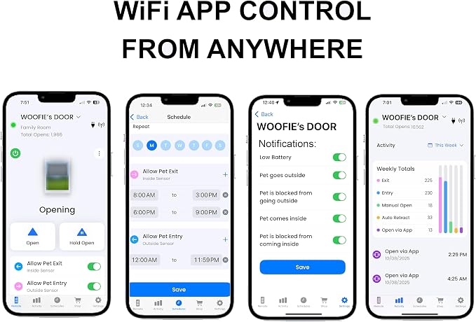 Genuine Power Pet WiFi Automatic Pet Door, Large, Wall Mount, Factory Refurbished, Certified, Full Warranty, Pet Operated, App Control, Unlimited 24/7 Exit & Entry Timers, Auto Dead-Bolt Security USA