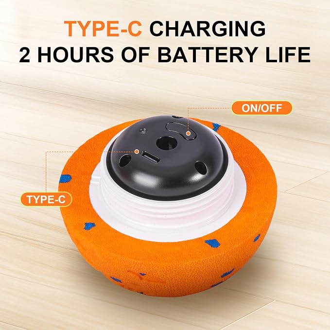 Smart Dog Toy Ball with Interactive Modes, IPX7 Waterproof, USB Rechargeable Auto-Moving Pet Ball, Self Moving Bouncing Dog Ball, Durable Electronic Dog Toy for Active Large Breed Puppies&Dogs（Orange）