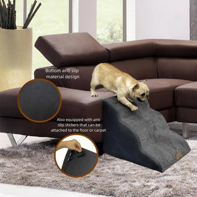 3-Step Pet Stairs for High Beds & Couches, Multi-Step Non-Slip Pet Steps with Balanced Ramp, Indoor 2/3/4/5 Steps for Small Large Cats & Pets, Anti-Slip Stickers Included, 33D Grey