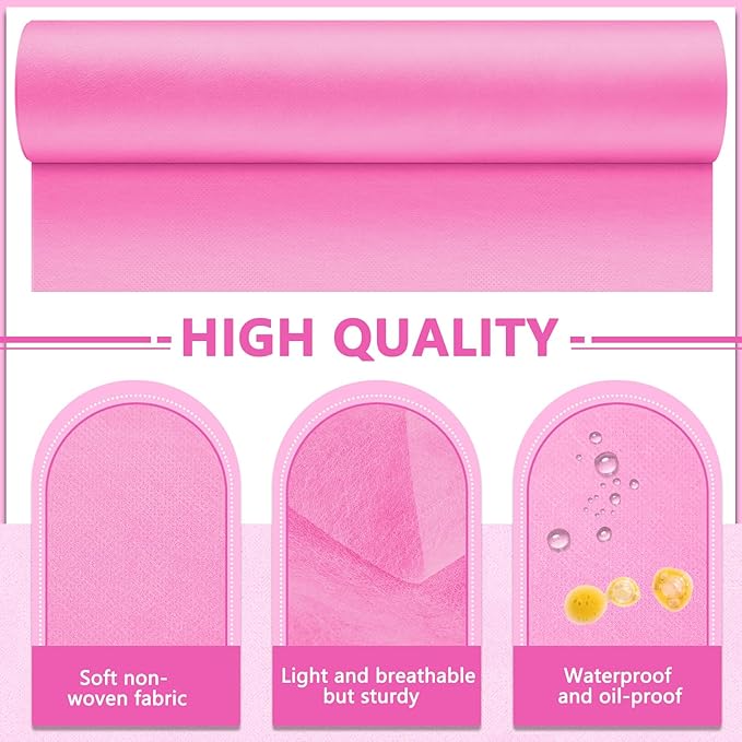 Tudomro 2 Rolls Disposable Non Woven Bed Sheets 24 x 71 Inch Massage Table Paper Covers Non Woven Fabric Massage Sheets Waterproof Spa Breathable Bed Cover for Beauty Salon (Pink)