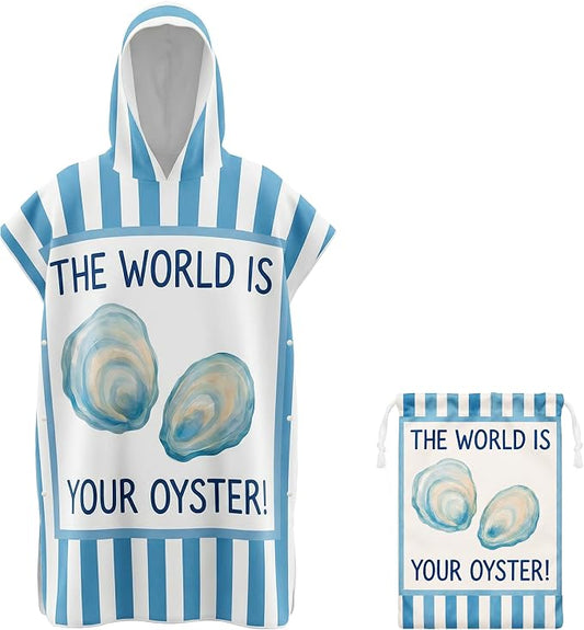 Beach Cover Ups Poncho Adult Cruise Oversized Microfiber Surf Towel Robe Microfiber Swim Parka Suit Towel Coverup, Hooded Robe, Oster Blue