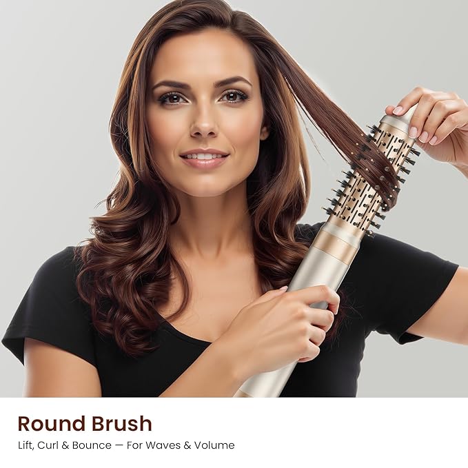 MESCOMB 6-in-1 Hot Air Styler – Hair Dryer & Air Styler with Straightener, Auto Curler, Volumizing Brushes, Frizz-Free Hair Styler for Straighting, Curling, Smoothing & Adding Volume, Not Damage