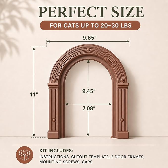 Cat Door for Interior Doors Large Cat Door for Cats Up to 25 lbs No-Flap